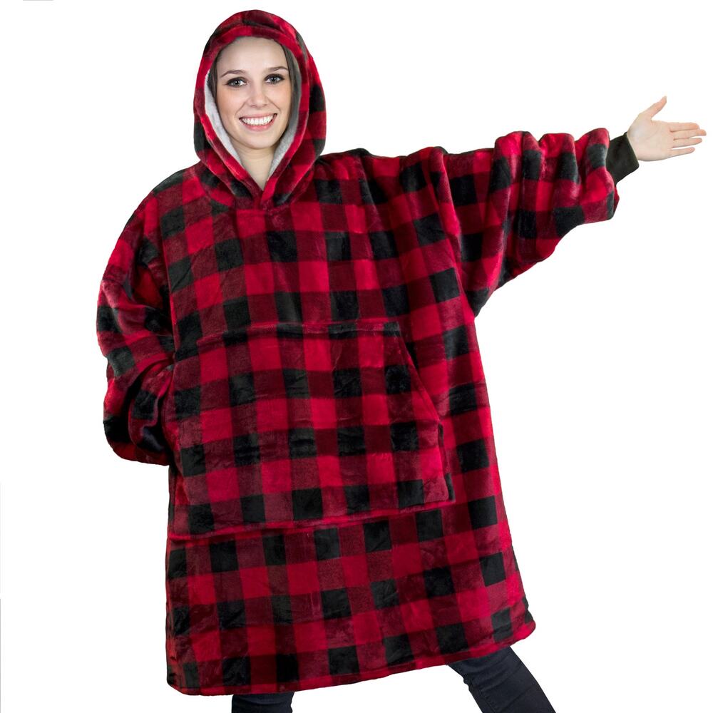 Blanket Sweatshirt Sherpa Lining Plush Comfy Fleece Oversized Hoodie Pocket S/M